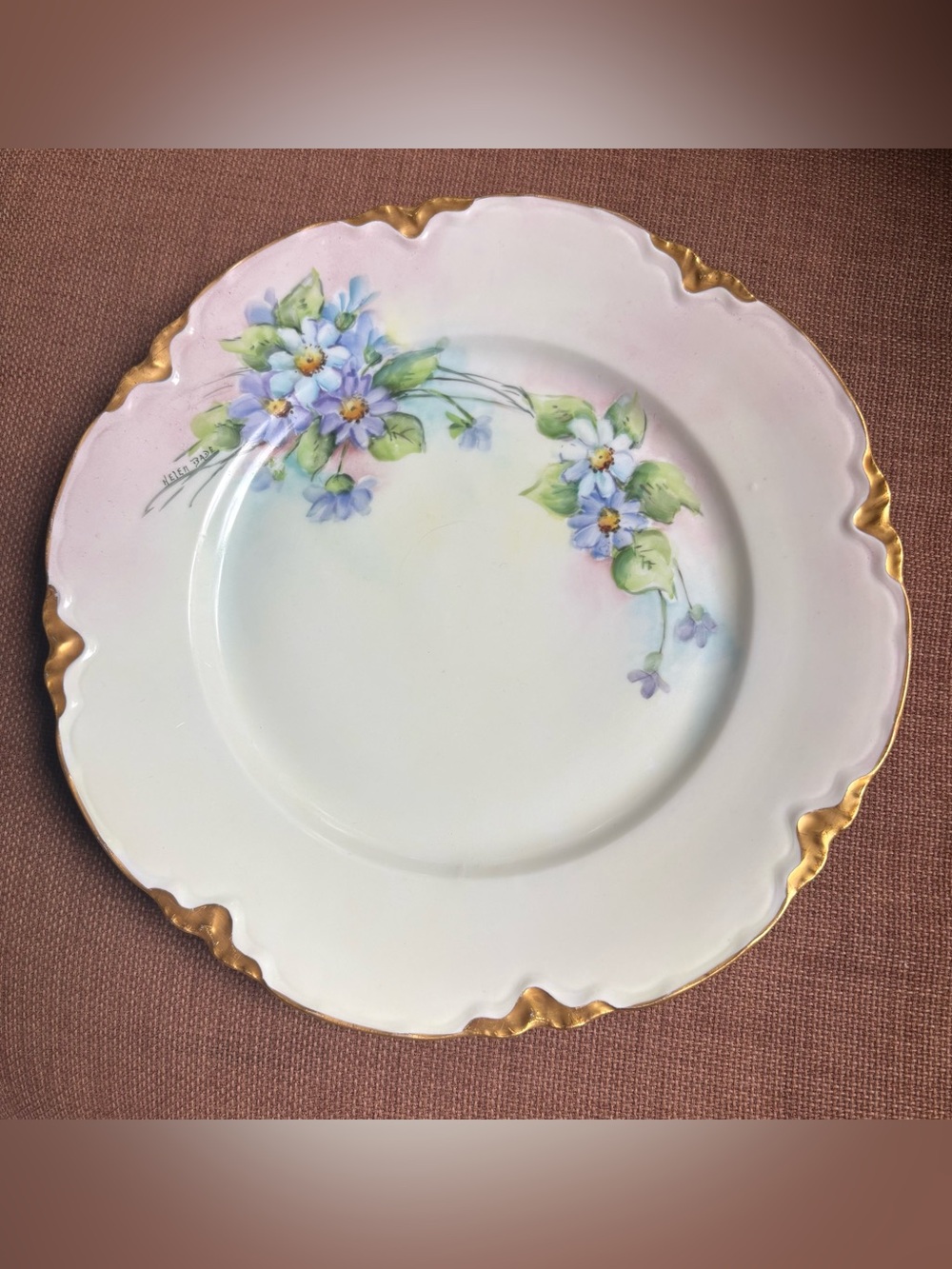 Antique Hutschenreuther Selb Bavaria Hand Painted Floral Plate Artist Signed